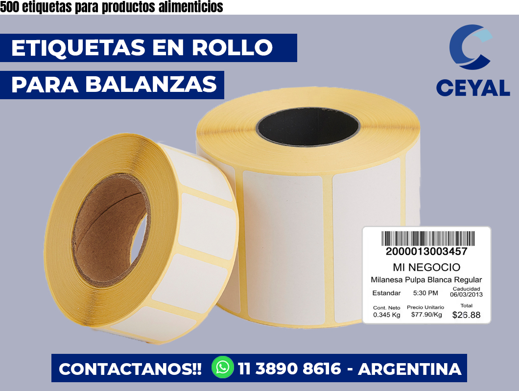 500 etiquetas para productos alimenticios