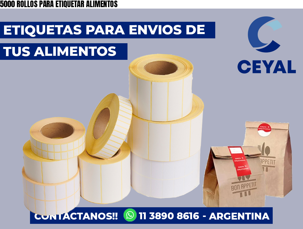 5000 ROLLOS PARA ETIQUETAR ALIMENTOS