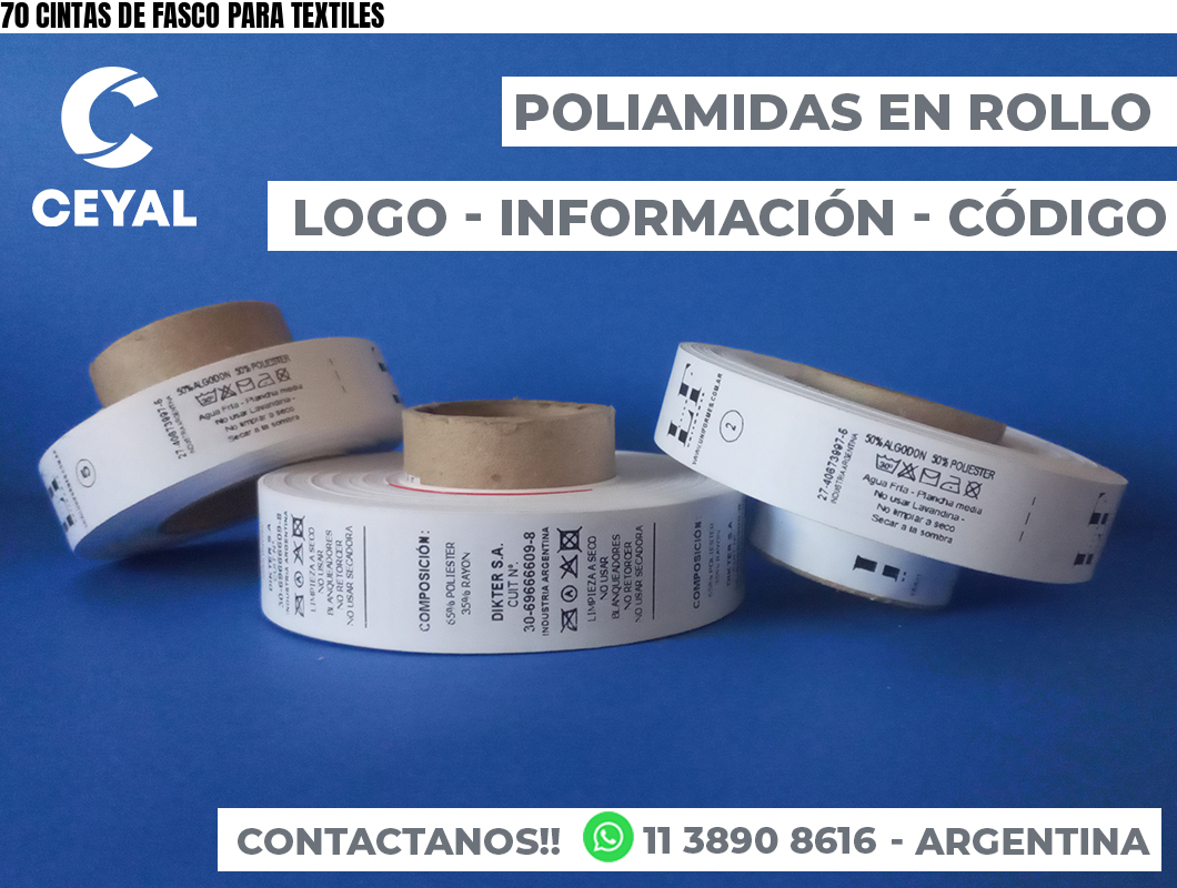 70 CINTAS DE FASCO PARA TEXTILES