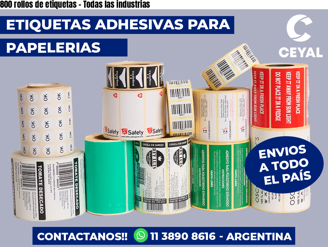 800 rollos de etiquetas - Todas las industrias