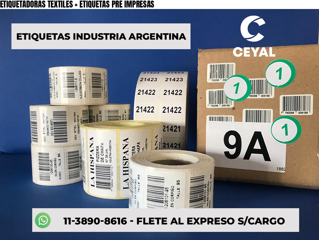ETIQUETADORAS TEXTILES + ETIQUETAS PRE IMPRESAS