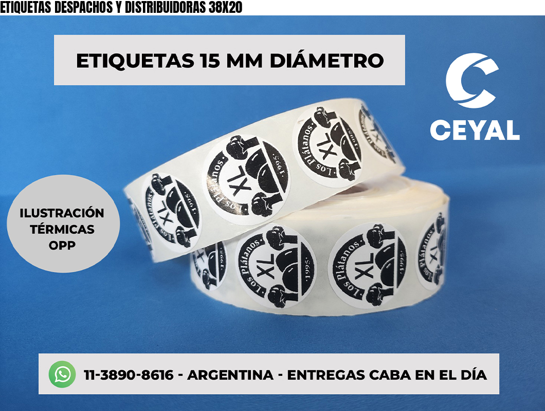 ETIQUETAS DESPACHOS Y DISTRIBUIDORAS 38X20