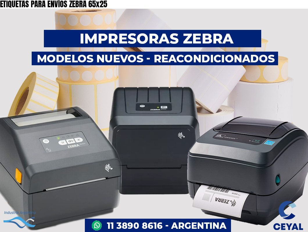 ETIQUETAS PARA ENVÍOS ZEBRA 65x25