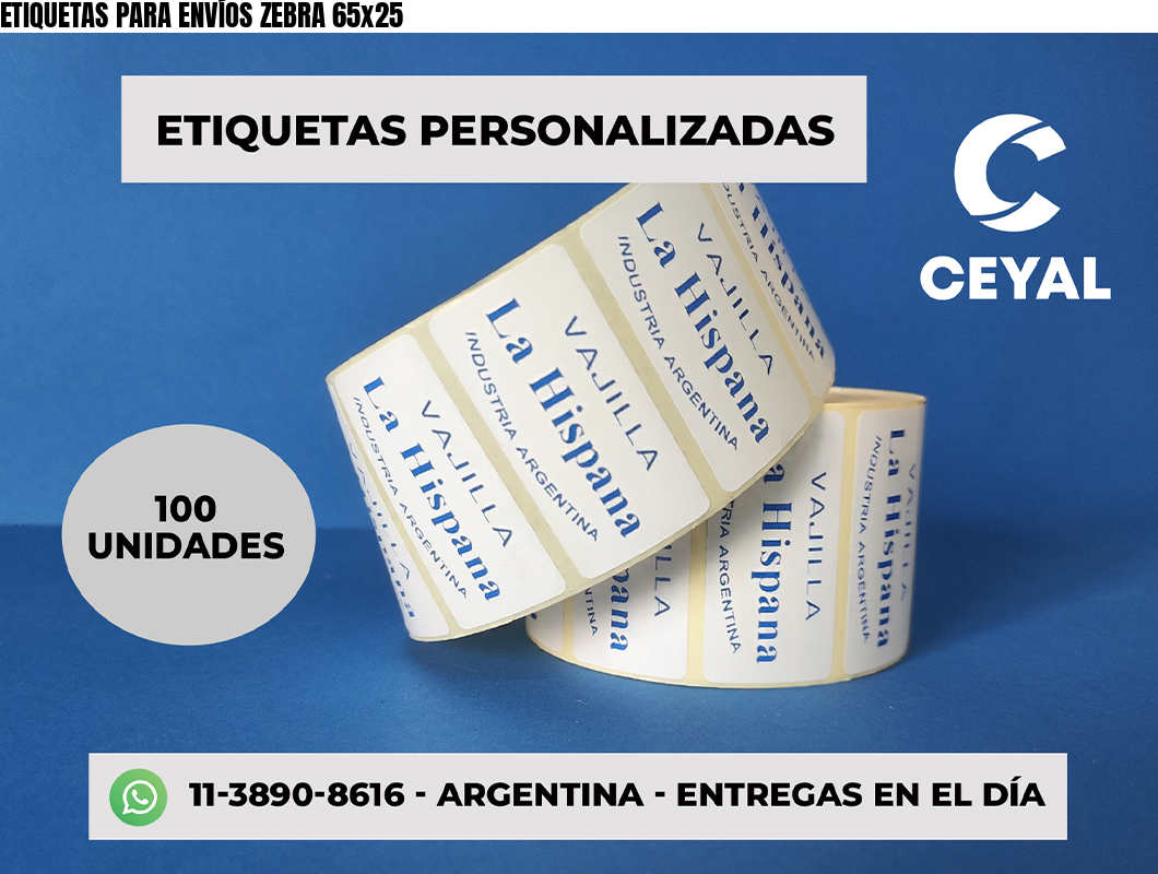 ETIQUETAS PARA ENVÍOS ZEBRA 65x25