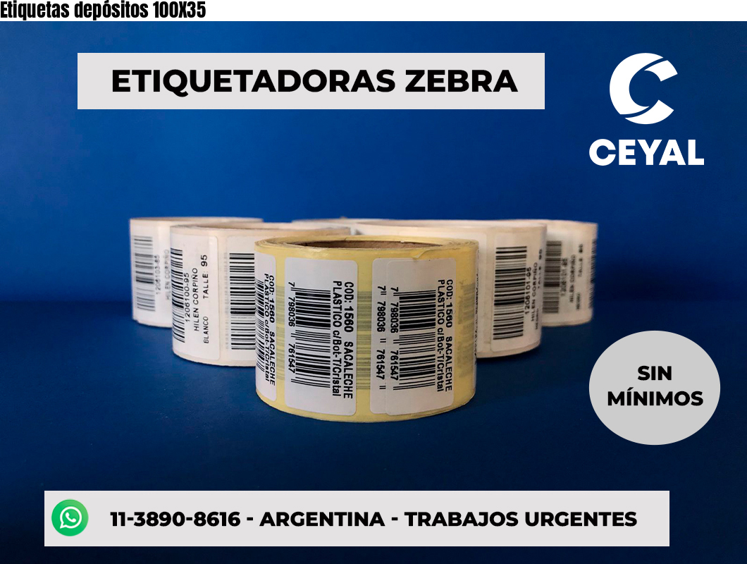 Etiquetas depósitos 100X35