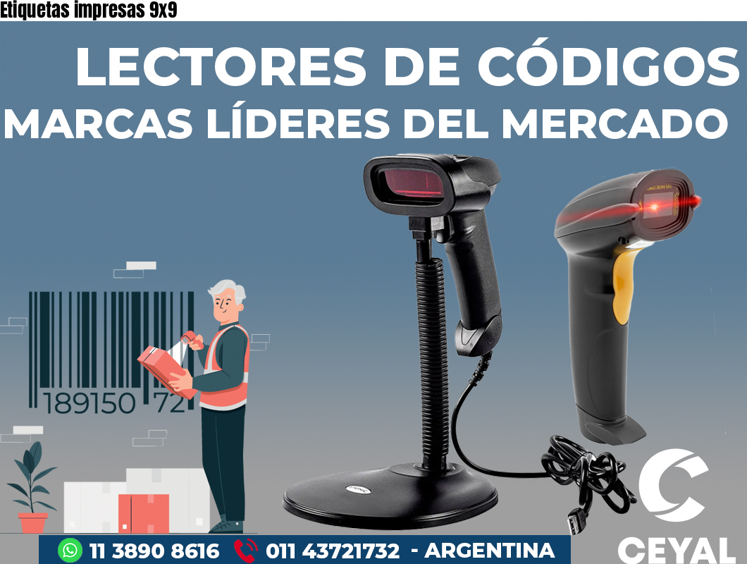 Etiquetas impresas 9x9