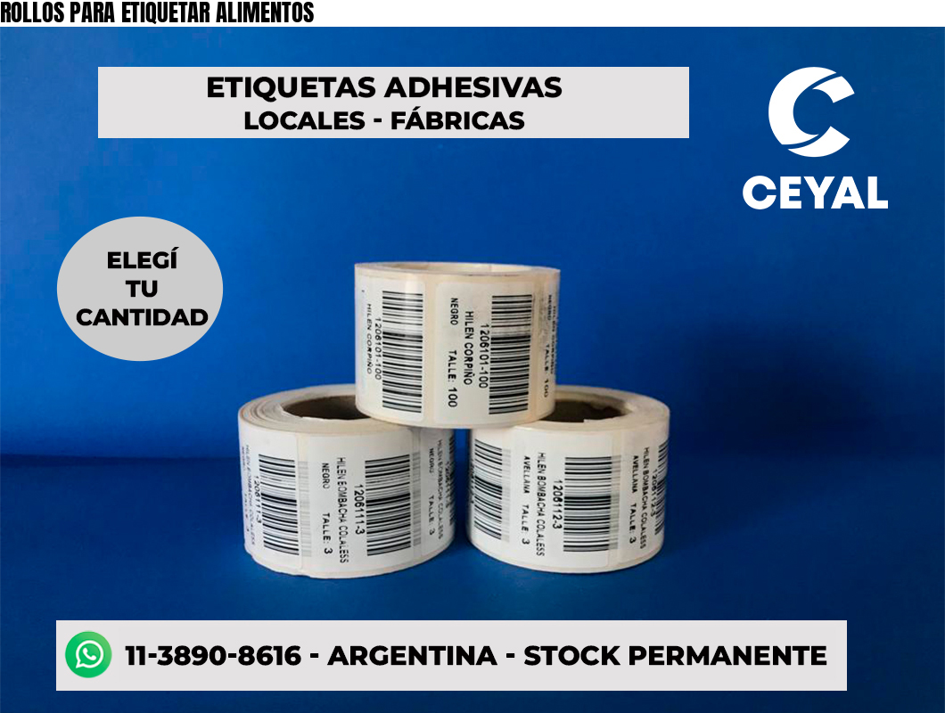 ROLLOS PARA ETIQUETAR ALIMENTOS