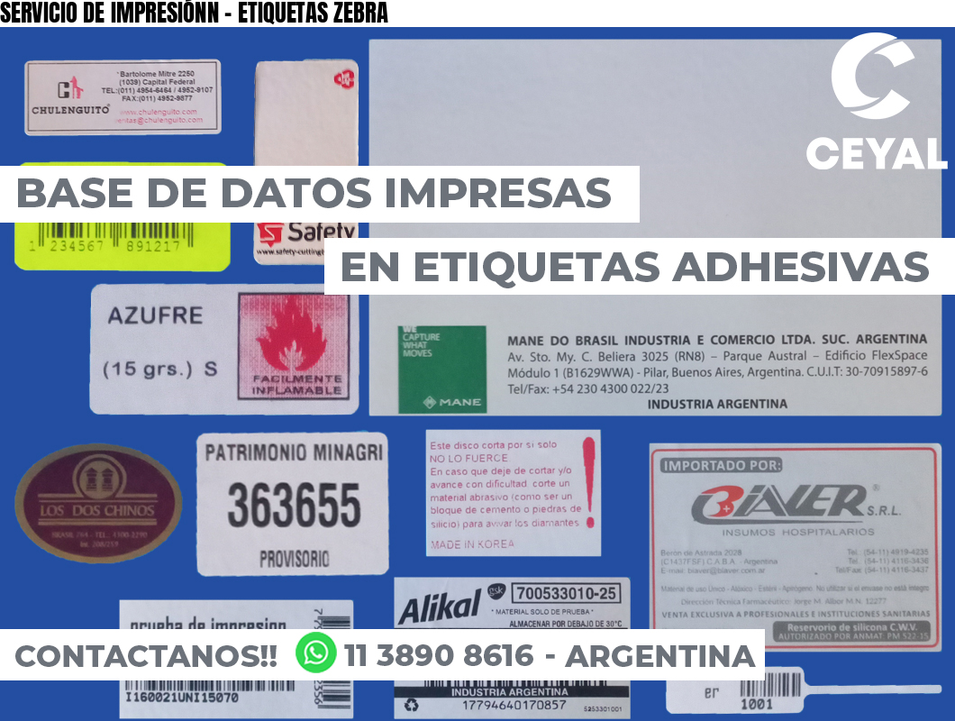 SERVICIO DE IMPRESIÓNN – ETIQUETAS ZEBRA