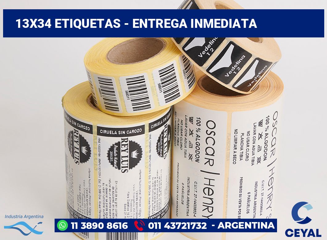 13×34 Etiquetas