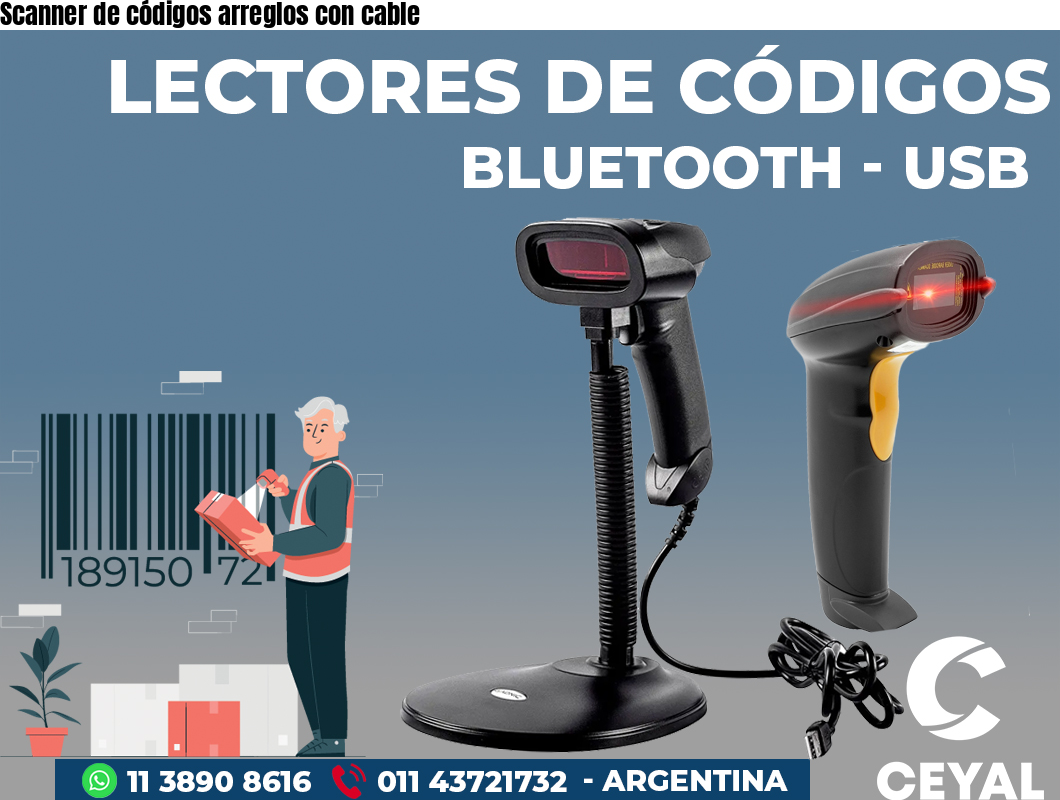 Scanner de códigos arreglos con cable