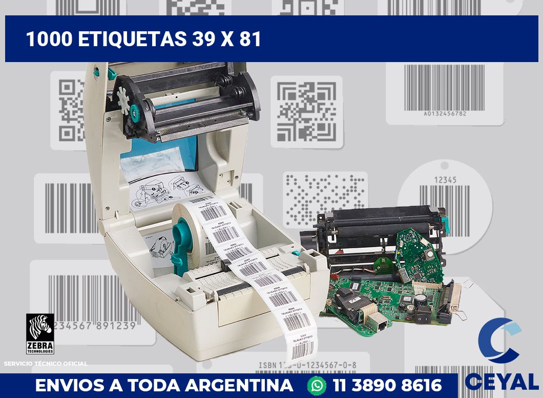 1000 etiquetas 39 x 81