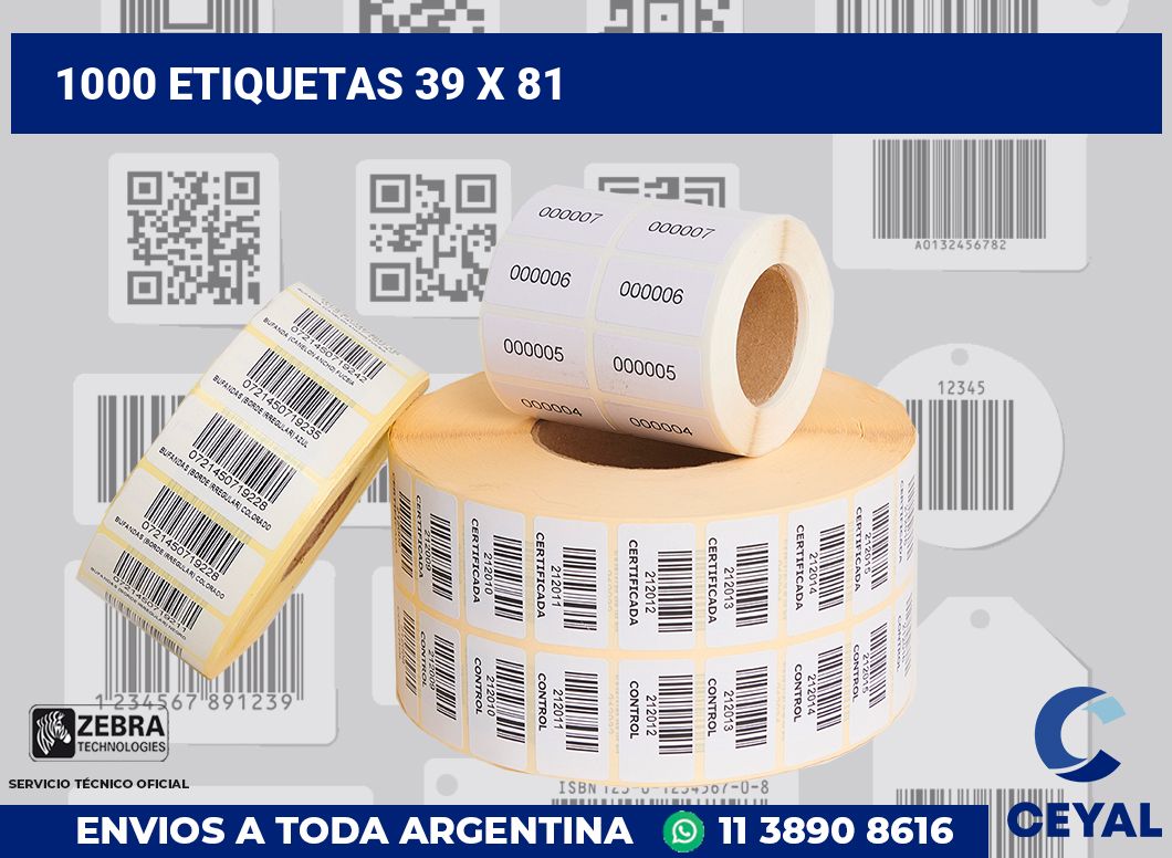 1000 etiquetas 39 x 81