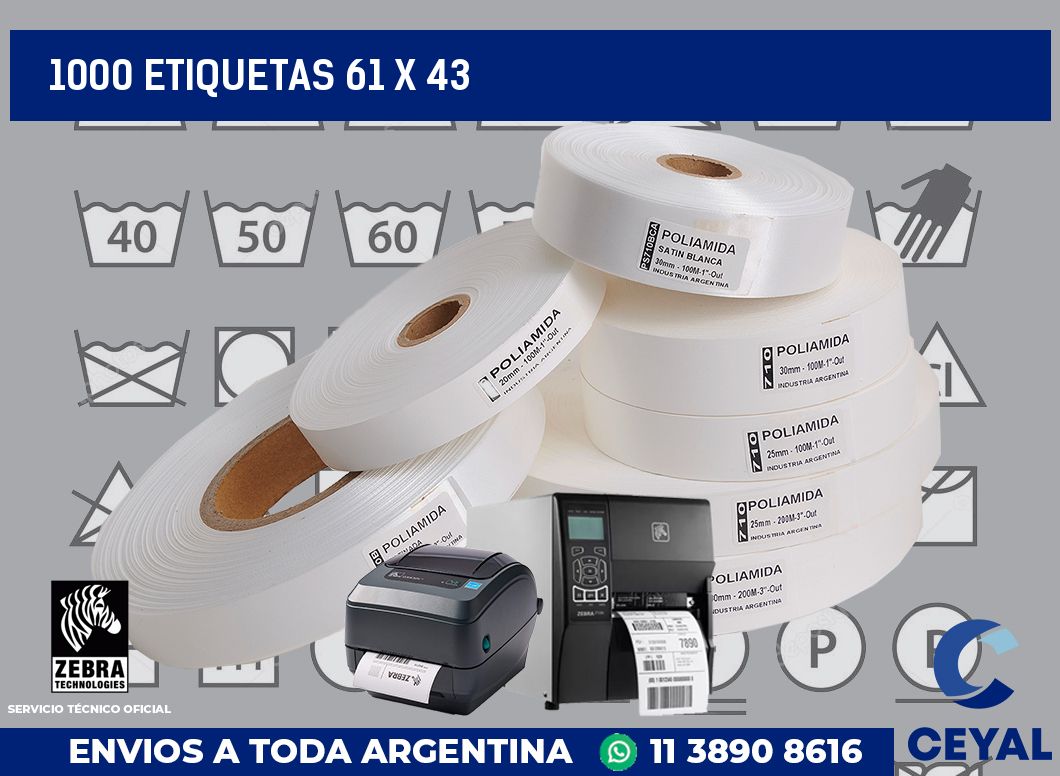 1000 etiquetas 61 x 43