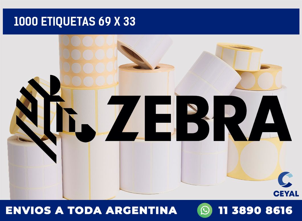 1000 etiquetas 69 x 33