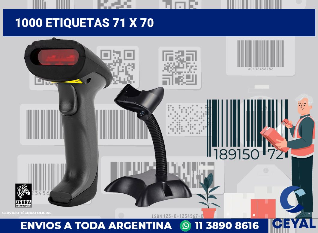1000 etiquetas 71 x 70