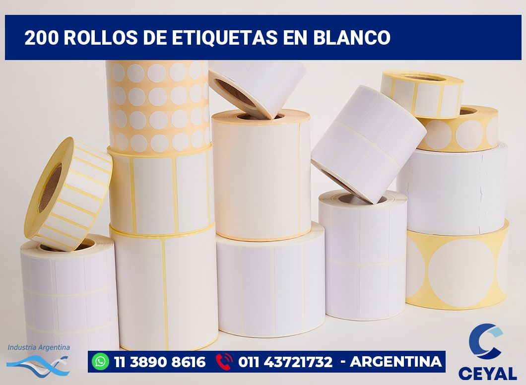 200 Rollos de etiquetas en blanco