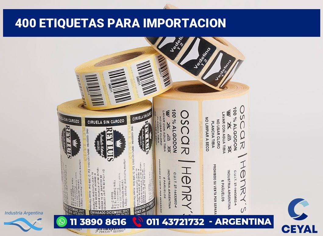 400 Etiquetas para importacion