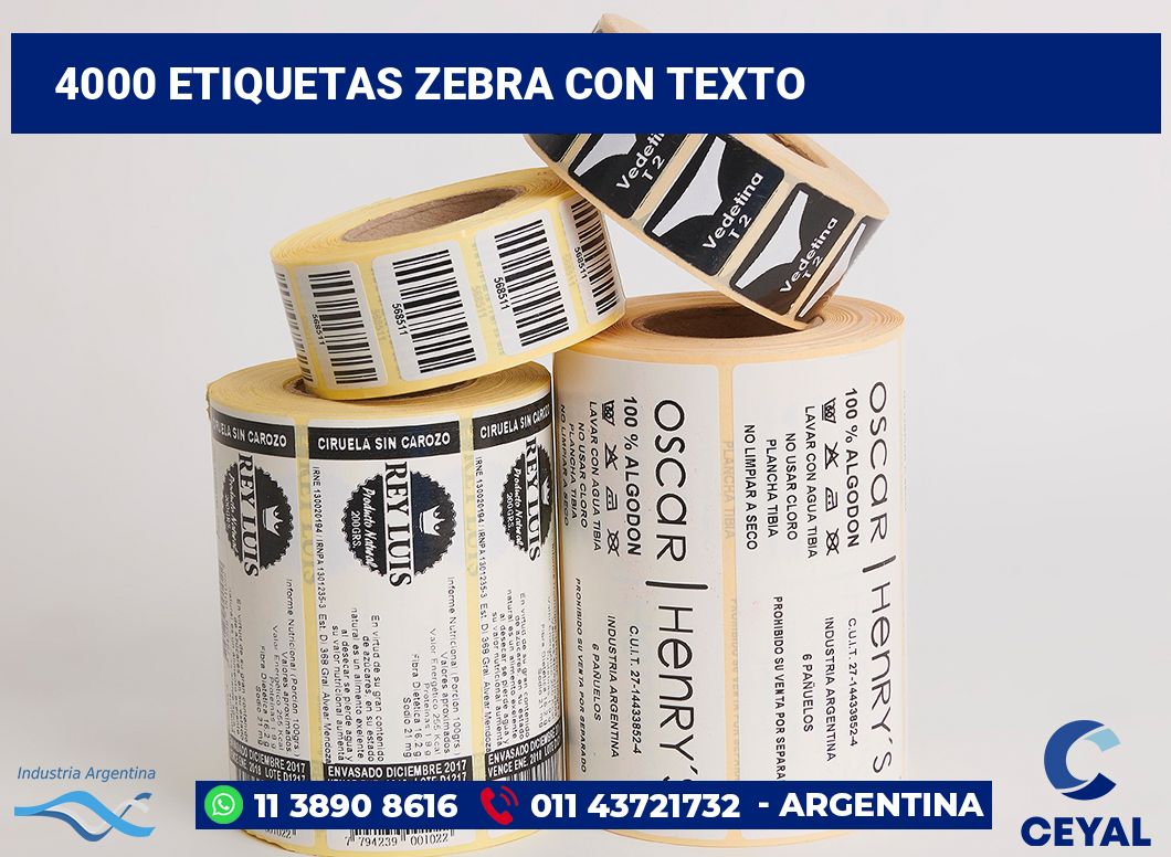 4000 Etiquetas zebra con texto