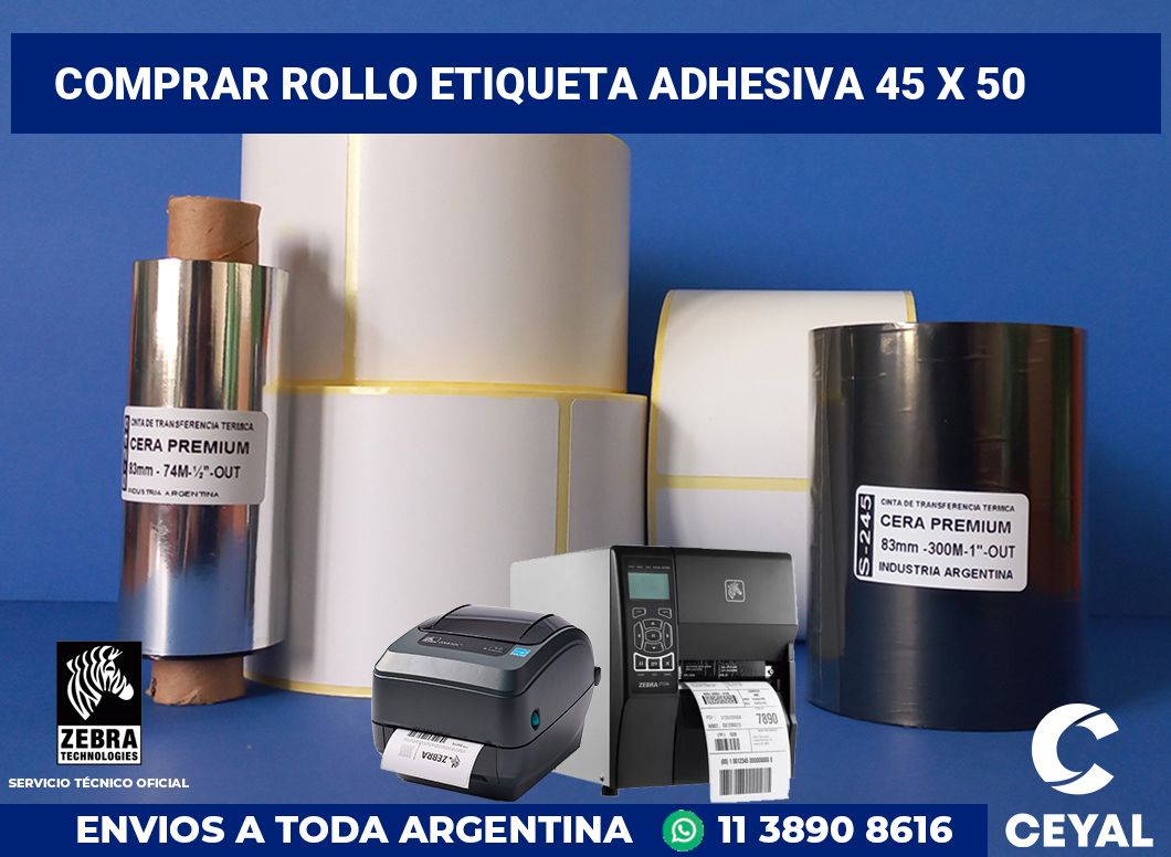 Comprar rollo etiqueta adhesiva 45 x 50
