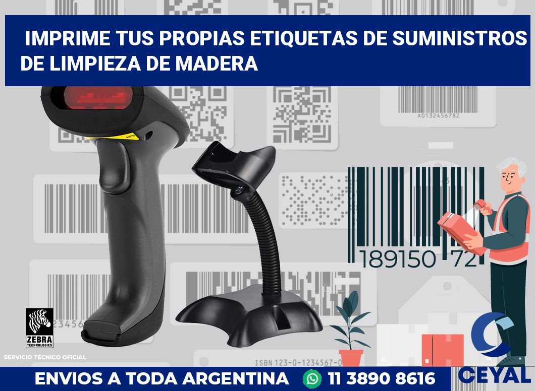 Imprime tus Propias Etiquetas de Suministros de Limpieza de Madera