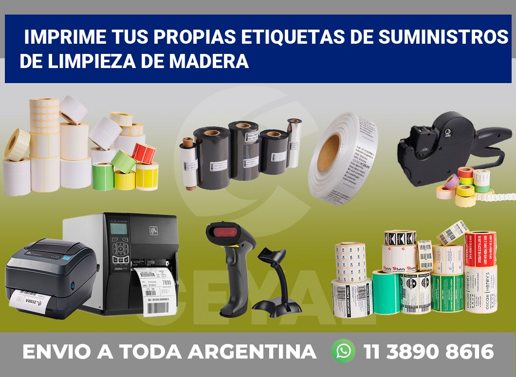 Imprime tus Propias Etiquetas de Suministros de Limpieza de Madera