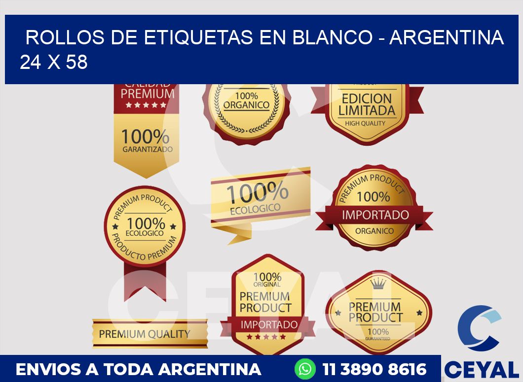 Rollos de etiquetas en blanco - Argentina 24 x 58