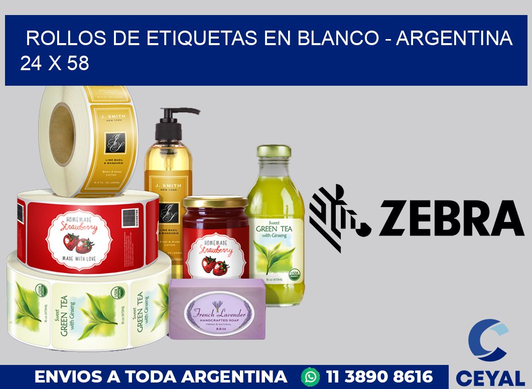 Rollos de etiquetas en blanco - Argentina 24 x 58