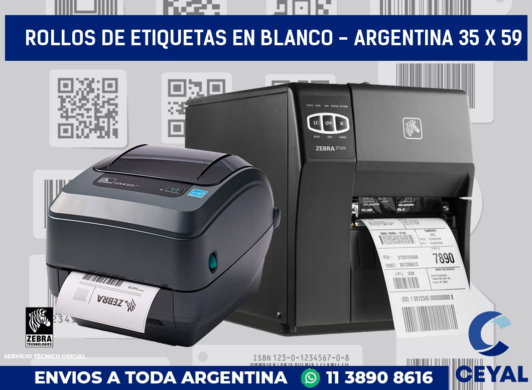Rollos de etiquetas en blanco - Argentina 35 x 59