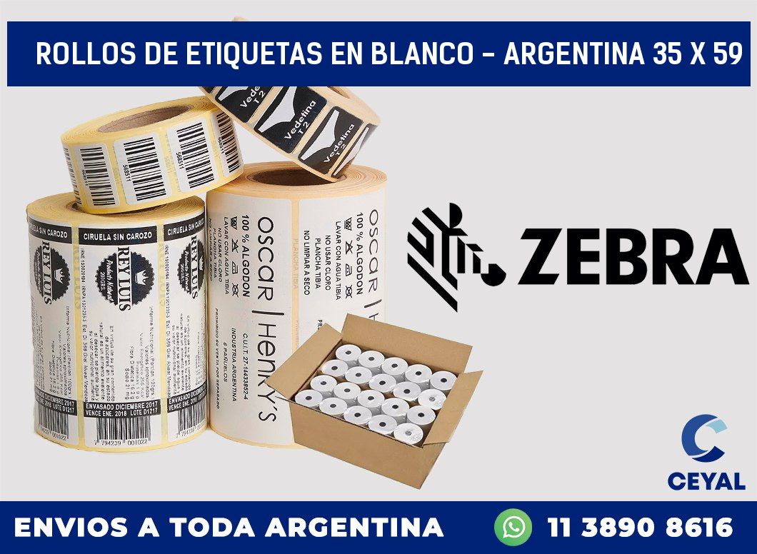 Rollos de etiquetas en blanco – Argentina 35 x 59