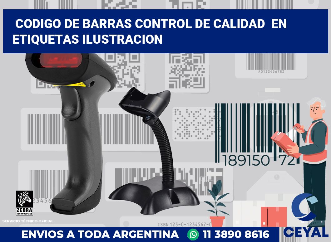 codigo de barras control de calidad  en etiquetas ilustracion