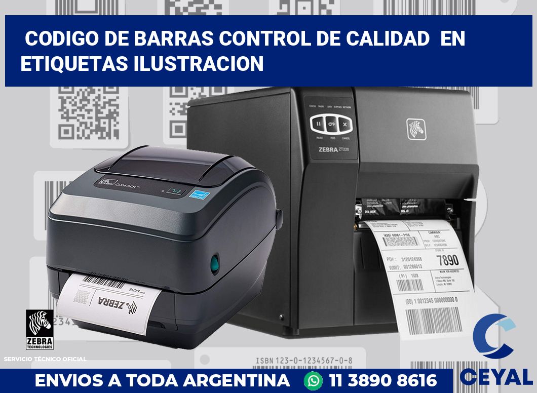 codigo de barras control de calidad  en etiquetas ilustracion