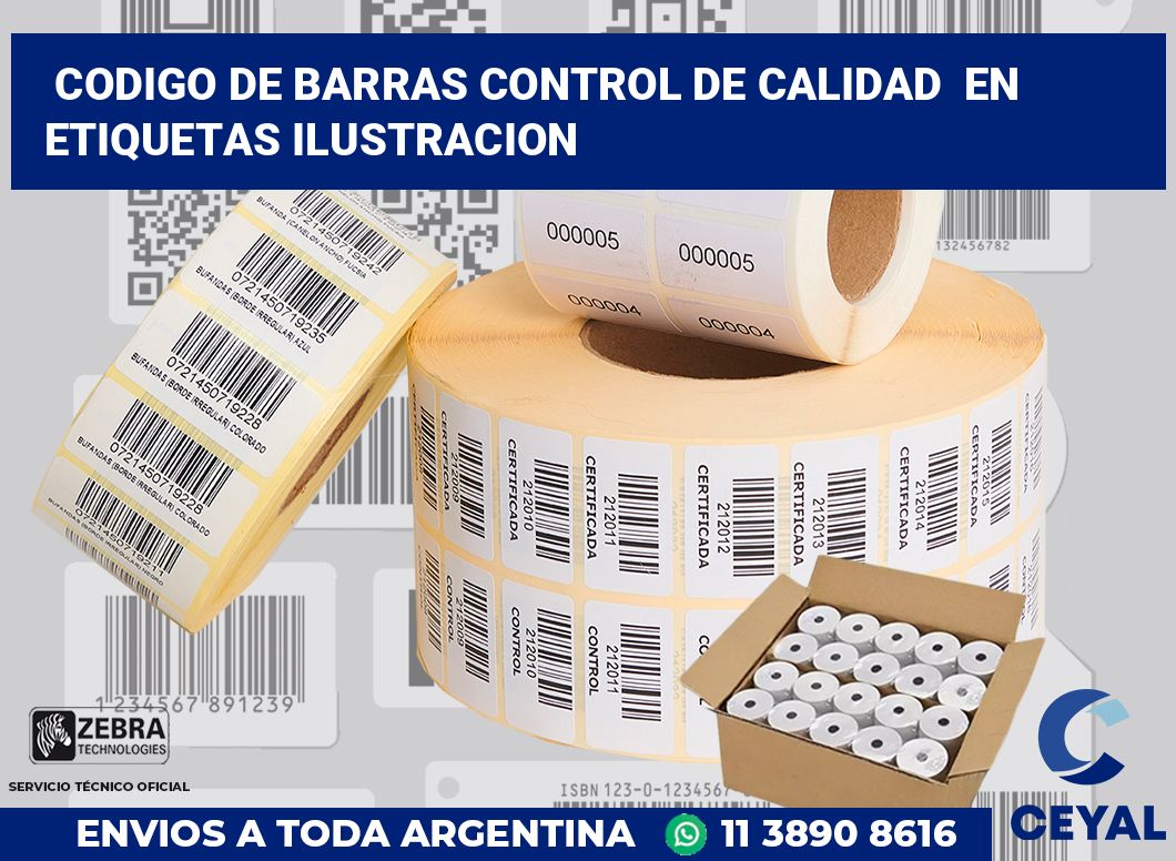 codigo de barras control de calidad  en etiquetas ilustracion
