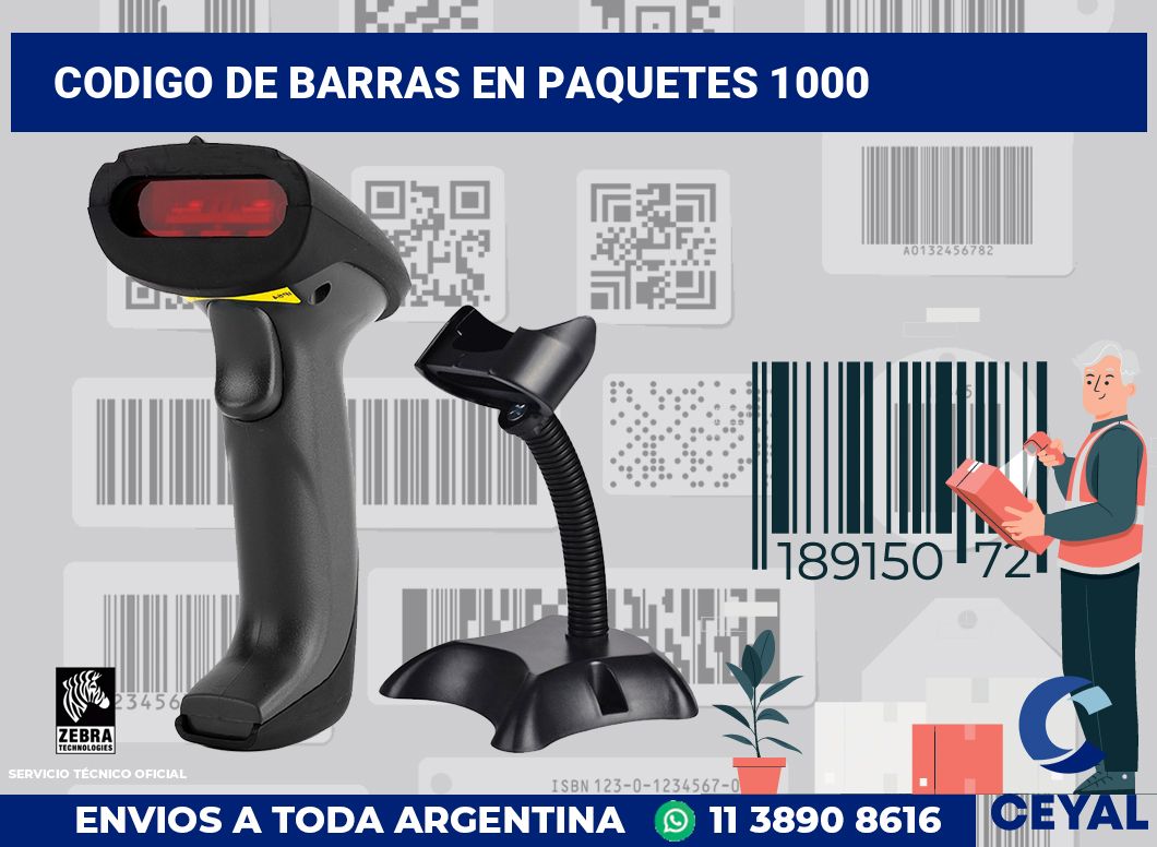 codigo de barras en paquetes 1000