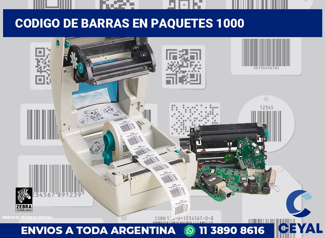 codigo de barras en paquetes 1000