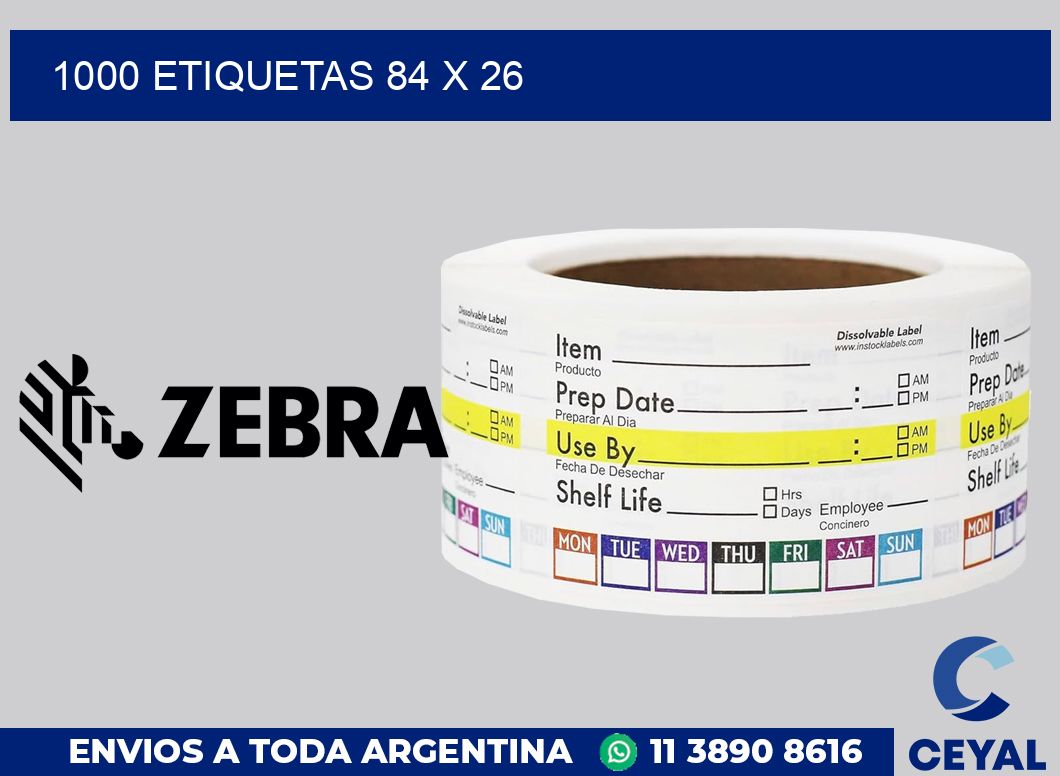 1000 etiquetas 84 x 26