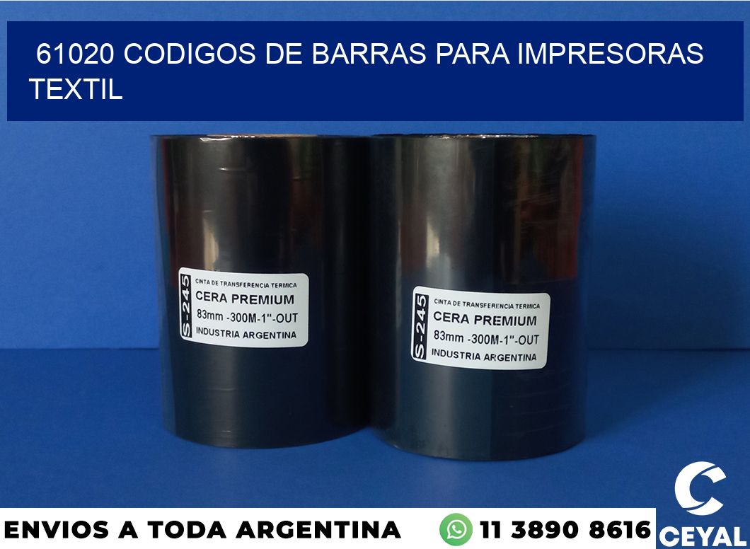 61020 codigos de barras para impresoras textil