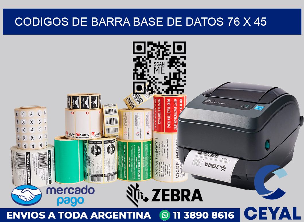 Codigos de barra base de datos 76 x 45