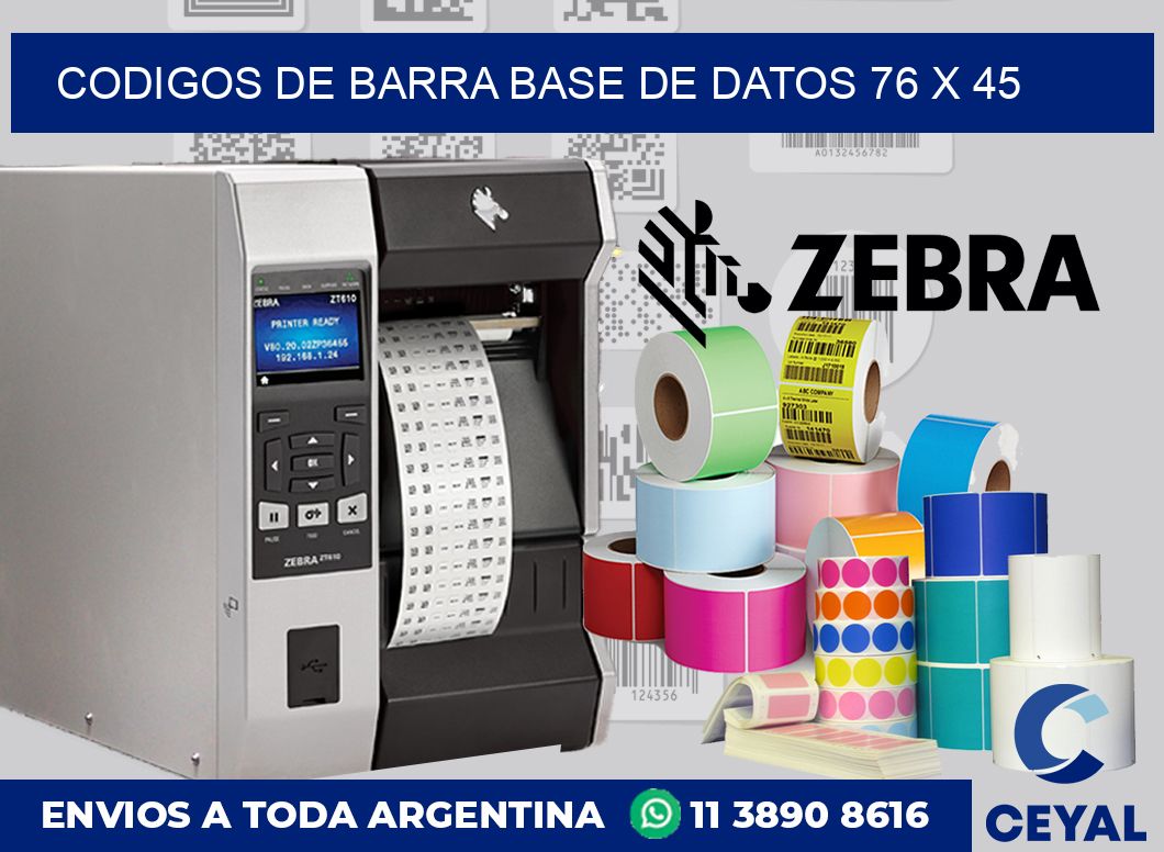 Codigos de barra base de datos 76 x 45