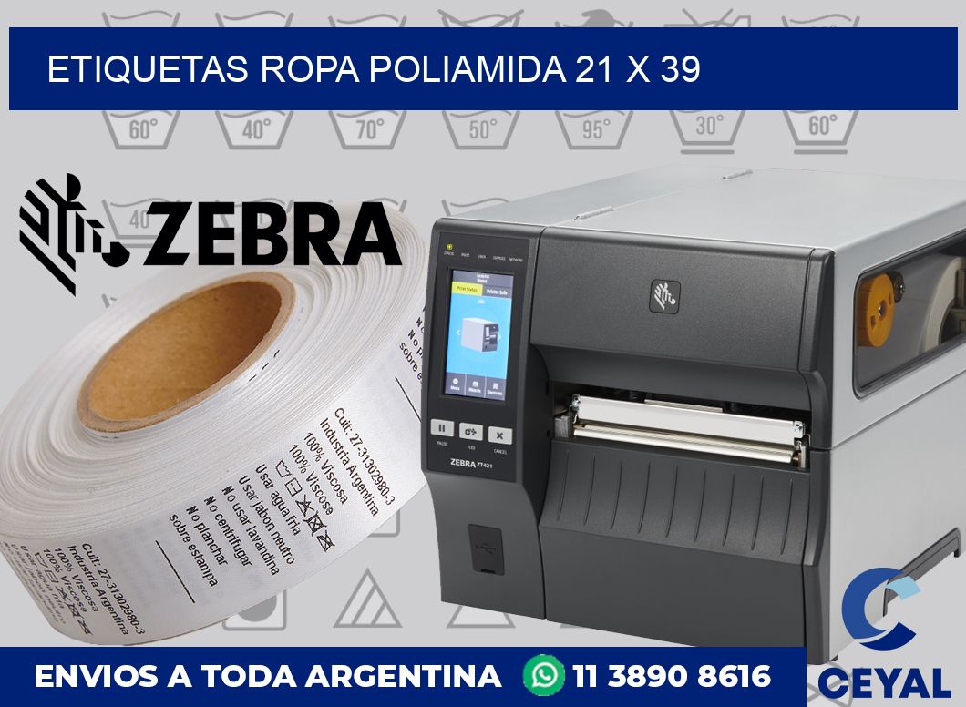 Etiquetas ropa poliamida 21 x 39