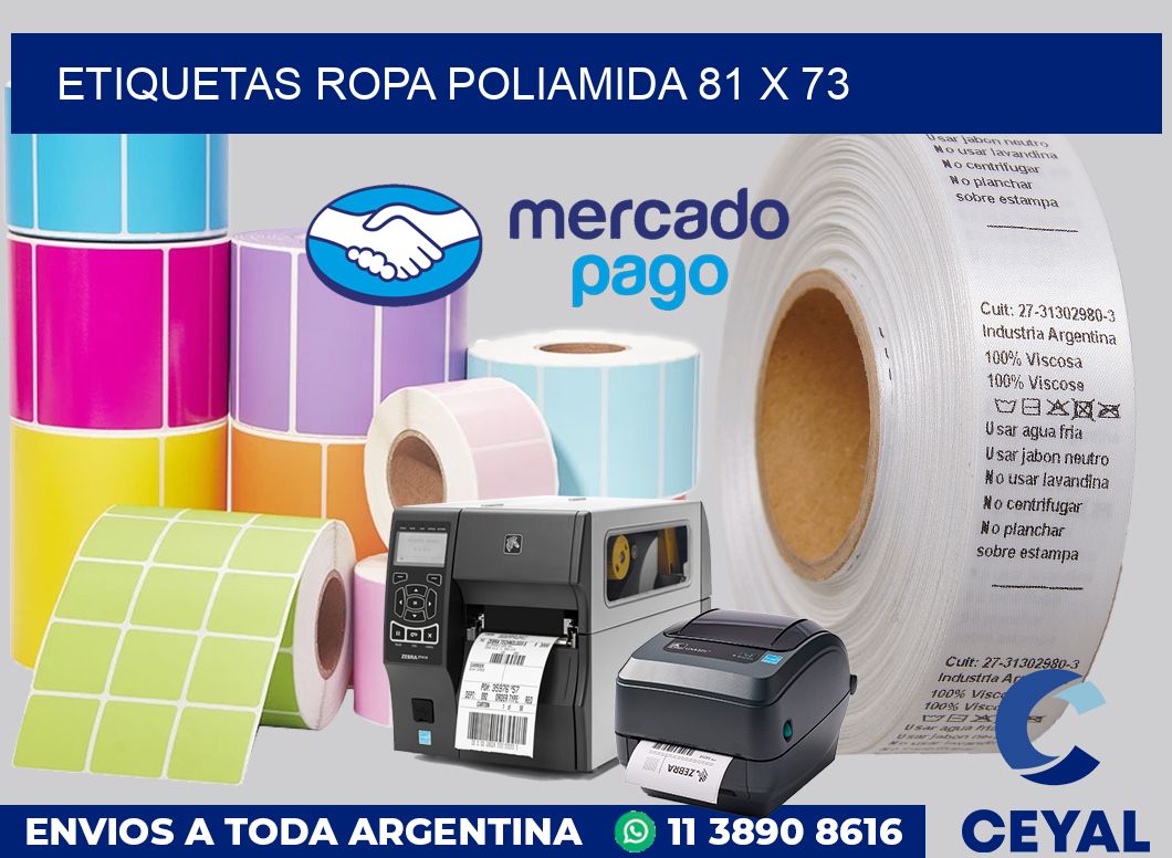 Etiquetas ropa poliamida 81 x 73