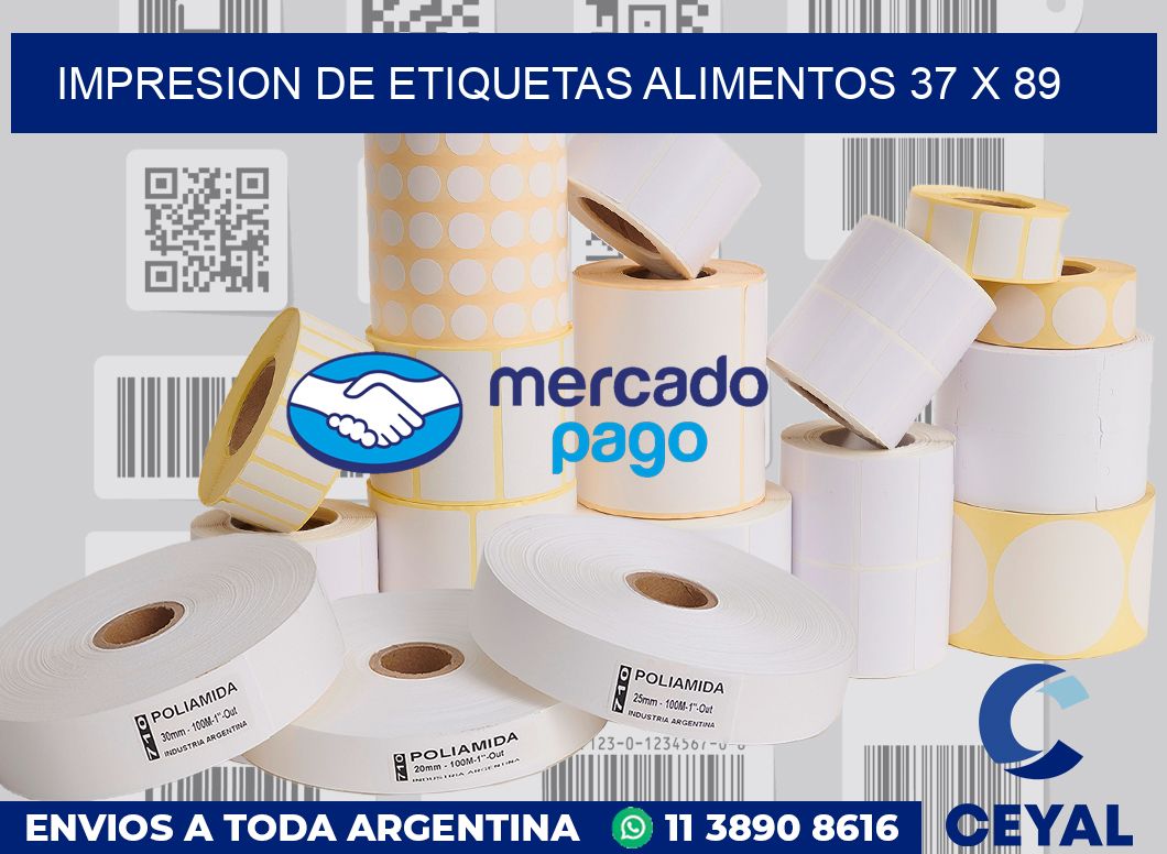 Impresion de etiquetas alimentos 37 x 89