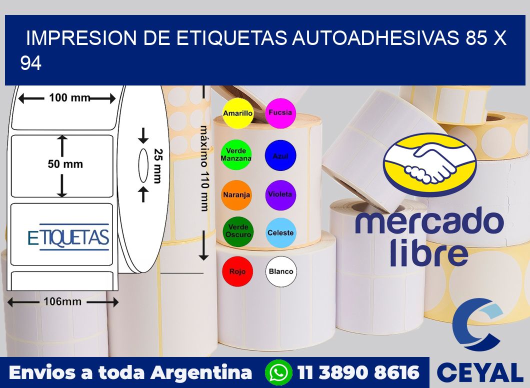 Impresion de etiquetas autoadhesivas 85 x 94