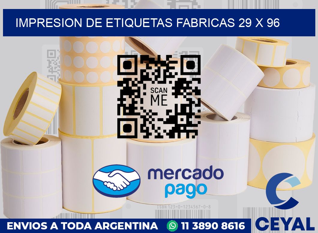 Impresion de etiquetas fabricas 29 x 96