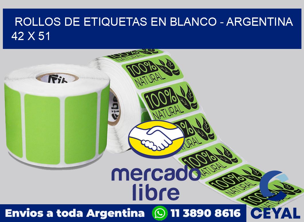 Rollos de etiquetas en blanco - Argentina 42 x 51