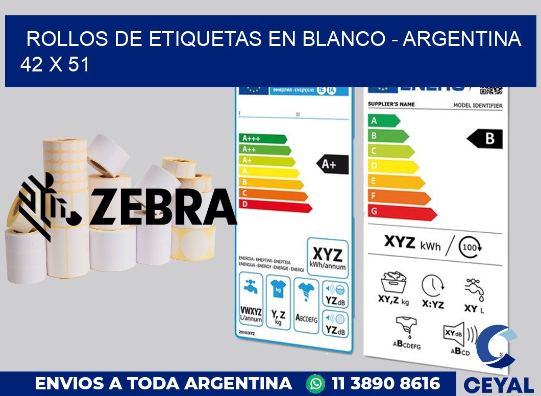 Rollos de etiquetas en blanco - Argentina 42 x 51