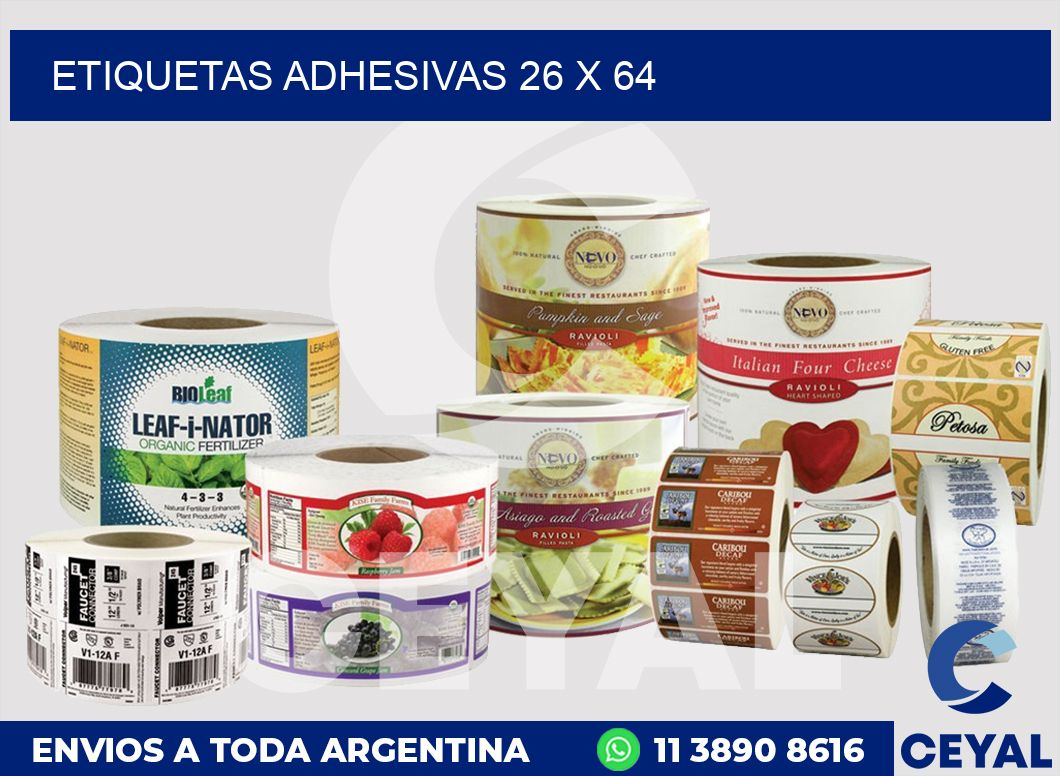 etiquetas adhesivas 26 x 64