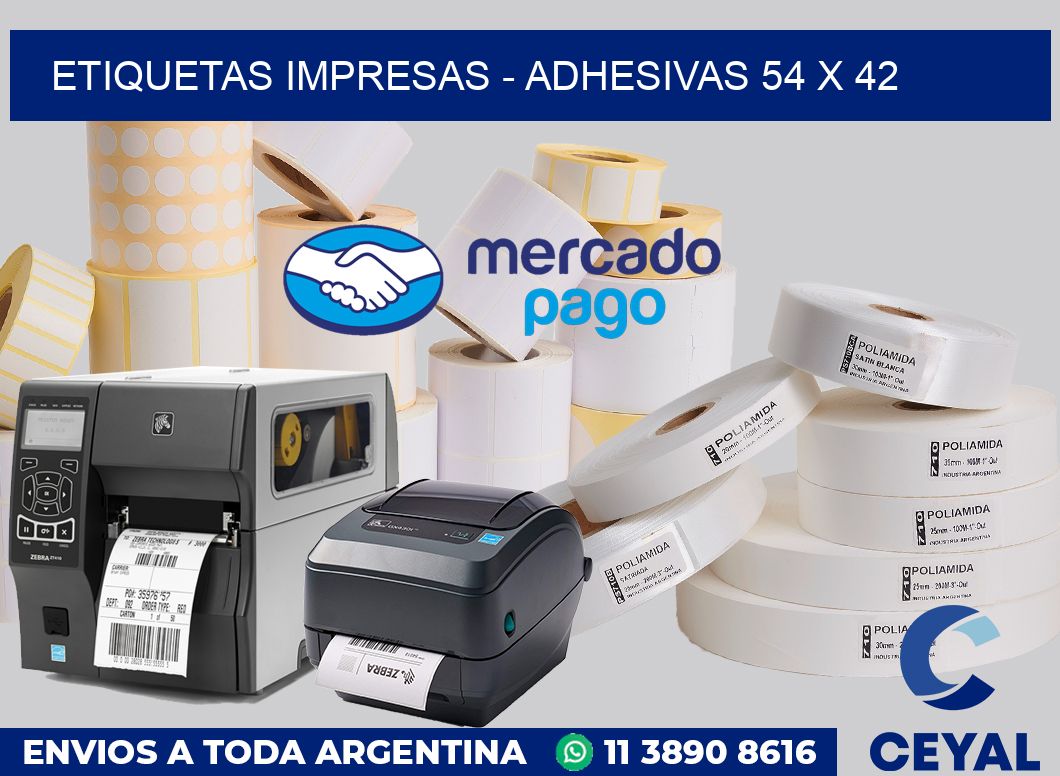 etiquetas impresas - Adhesivas 54 x 42