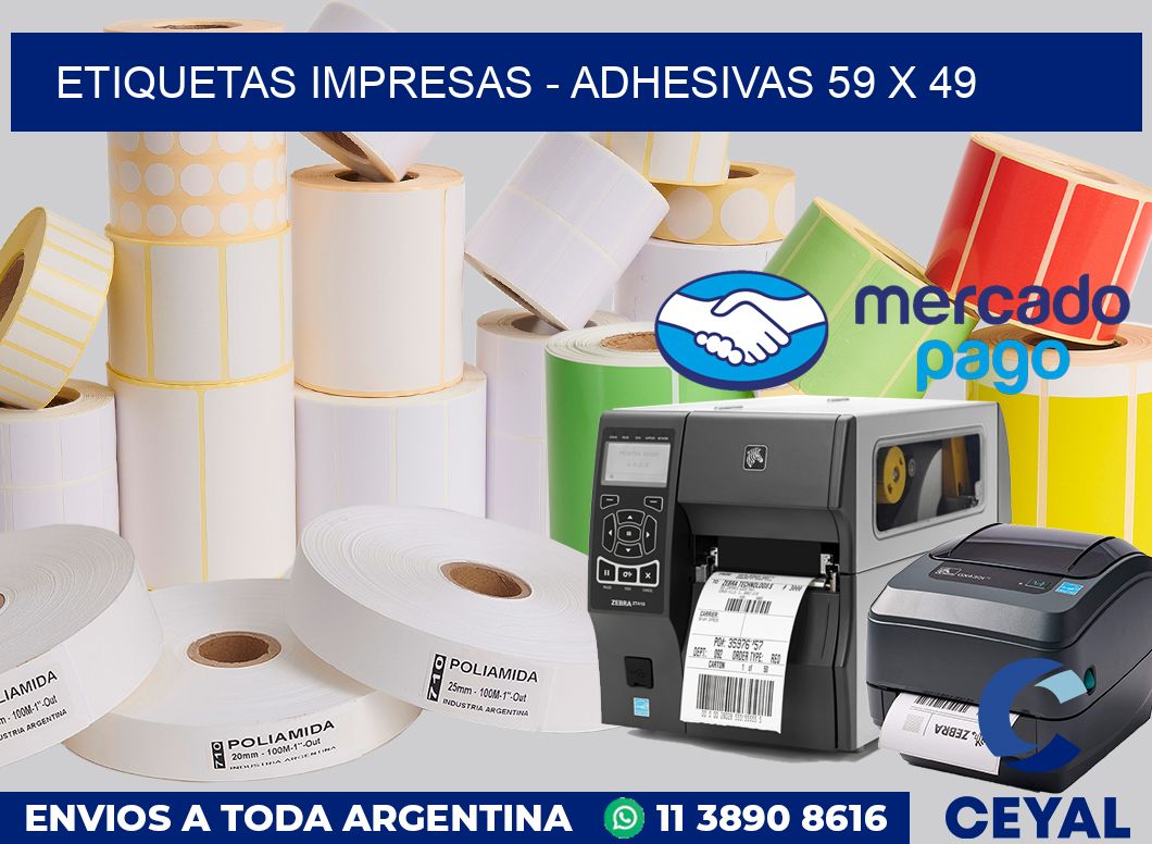 etiquetas impresas - Adhesivas 59 x 49