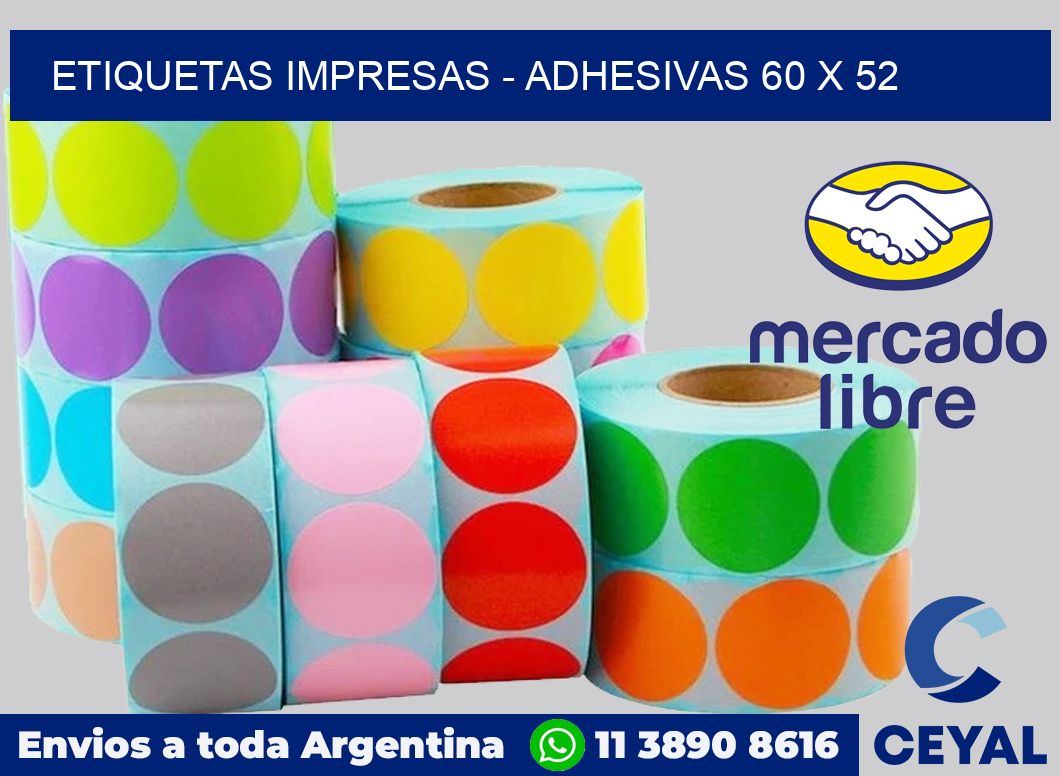 etiquetas impresas - Adhesivas 60 x 52