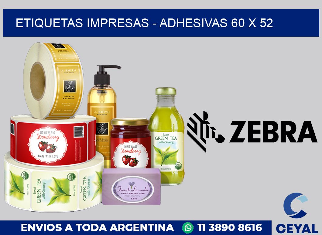 etiquetas impresas - Adhesivas 60 x 52